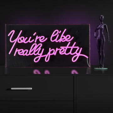 You're Like Really Pretty Contemporary Glam Acrylic Box USB Operated LED Neon Light - JONATHAN Y